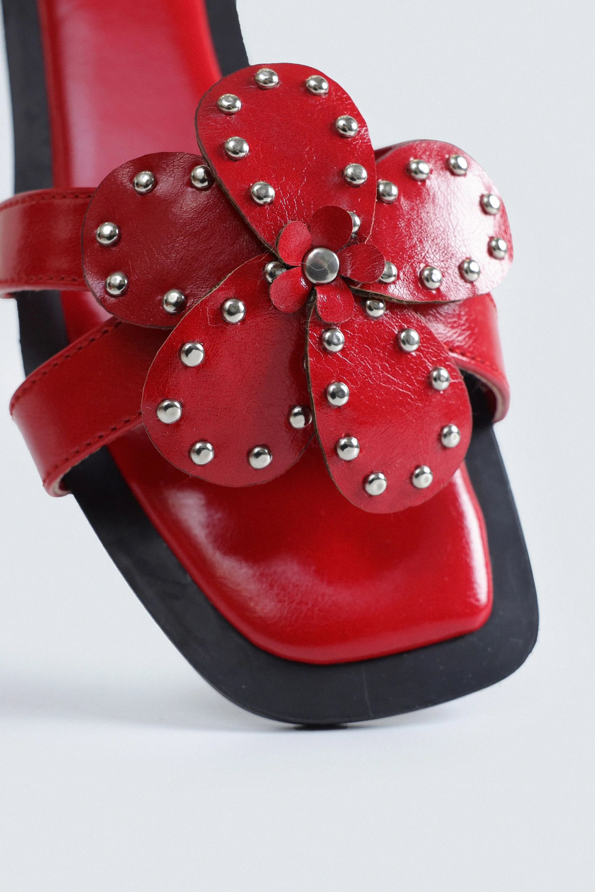 Flower Studded Strap Flats