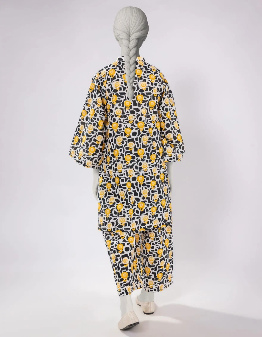 OFF WHITE LAWN PRINTED KURTA