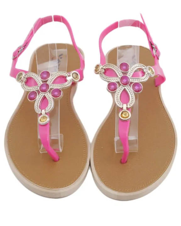 Maya Traders Pink Imported Italian Design Fancy Women's Stylish Flat Sandals - Comfortable Party & Casual Wear - S3