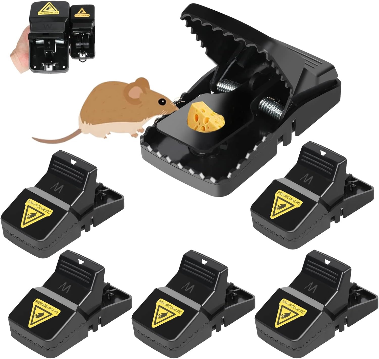 Heavy Duty Mouse Trap Mice Catcher High Quality Plastic Reusable Convenient Effective Black Stainless-Steel Springs Rat Killer For Households Eliminates Faster Than Other Indoor and Outdoor _KIT_ KS