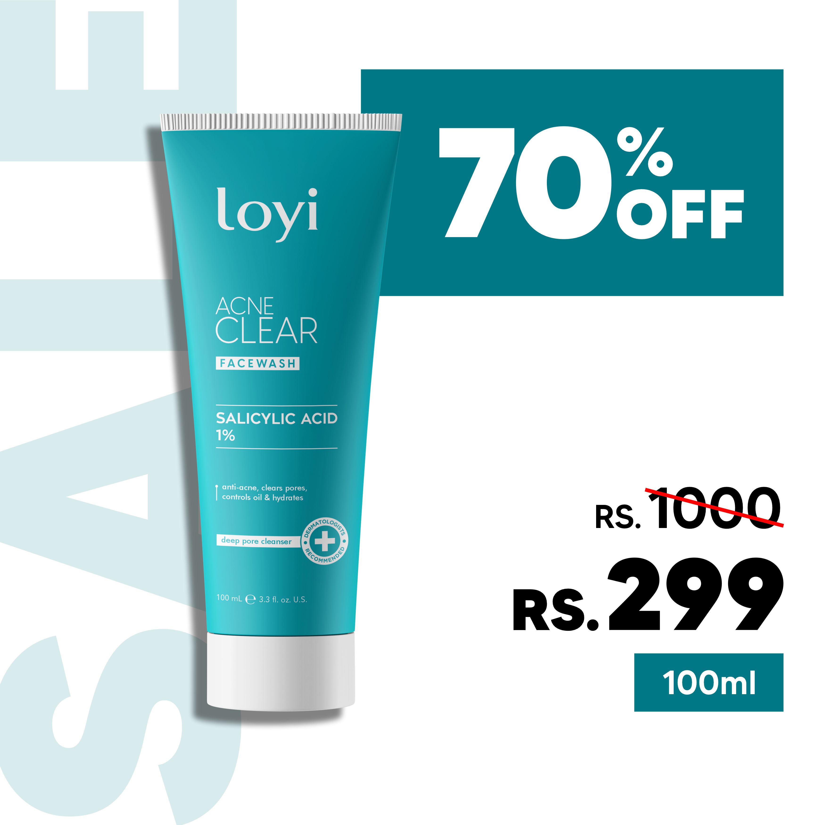 Loyi Salicylic Acid Face Wash 100ml | Anti-Acne, Oil Control, Blackhead Remover | Gentle Daily Cleanser for Oily & Acne-Prone Skin