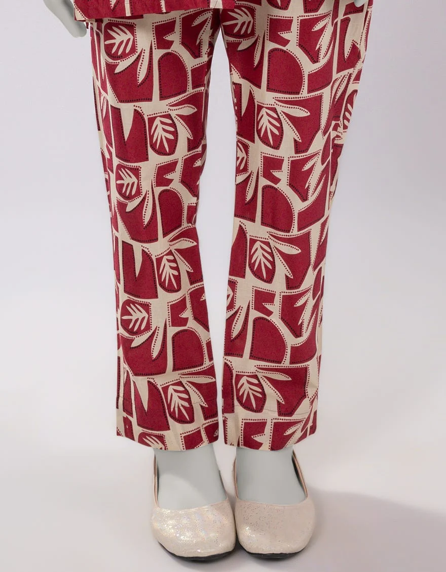 RED LAWN PRINTED TROUSERS