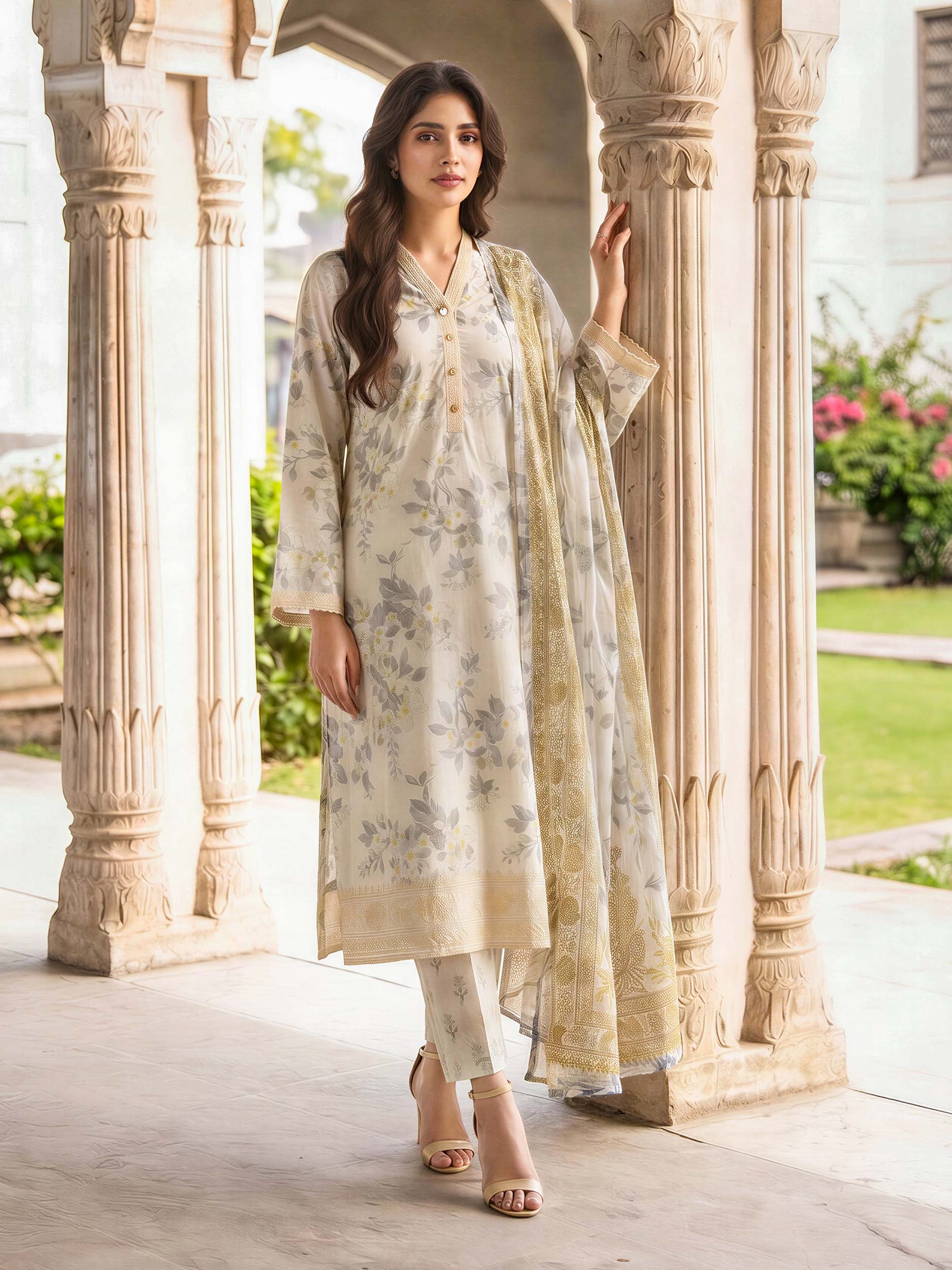 3 Piece Lawn Paste Suit (Unstitched)