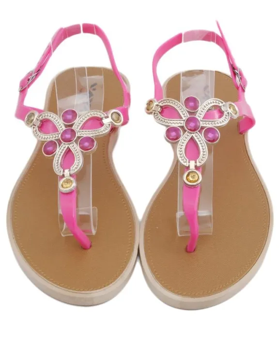 Maya Traders Pink Imported Italian Design Fancy Women's Stylish Flat Sandals - Comfortable Party & Casual Wear - E09