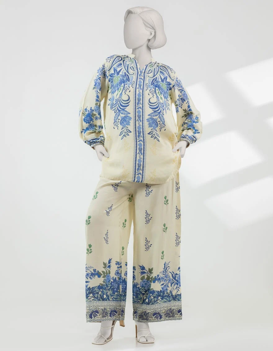 CREAM SILK DIGITAL PRINTED CO-ORD SET