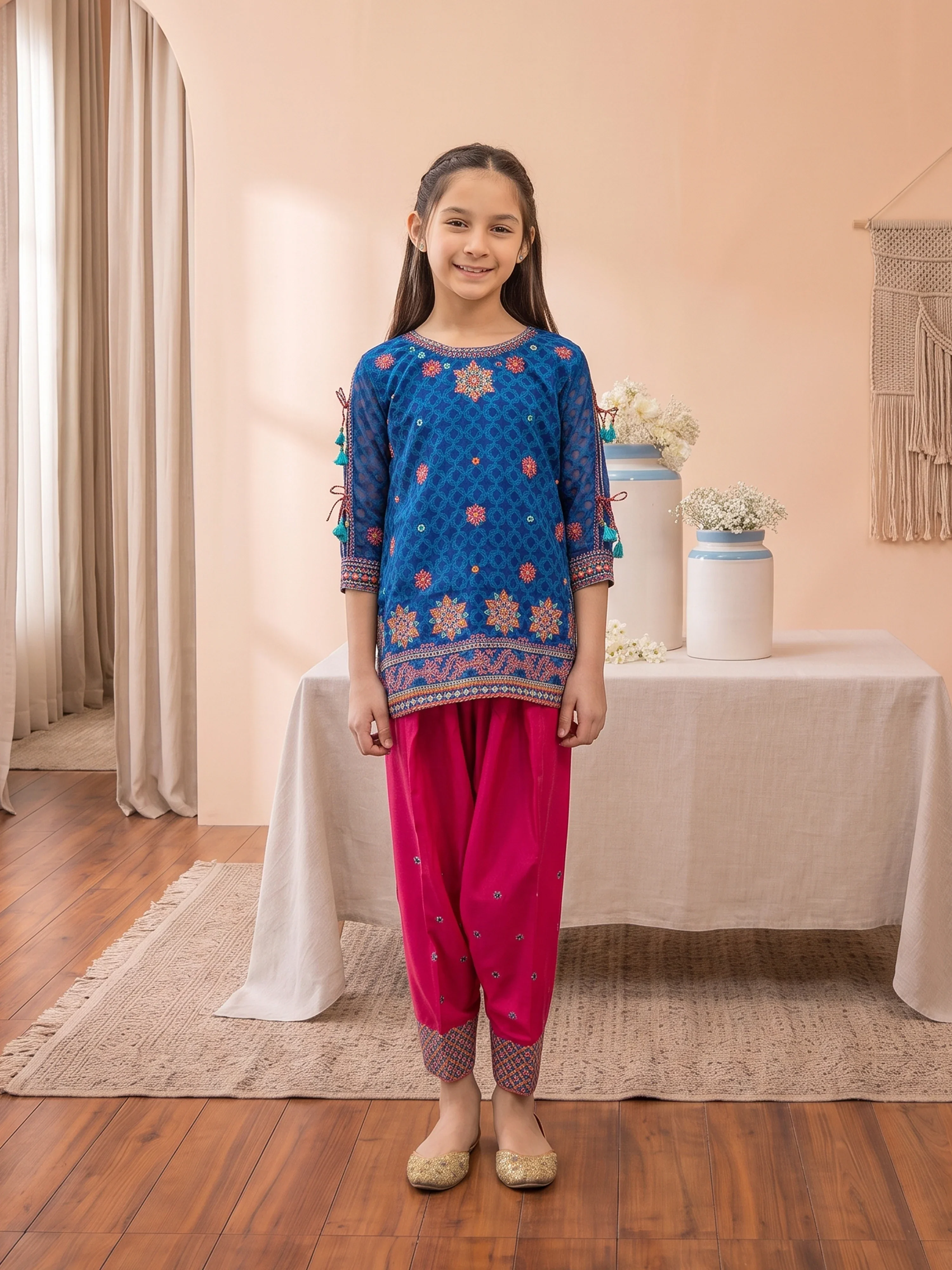 Embroidered Self Jacquard Co-Ord Set - EGTPLED5-50087ST