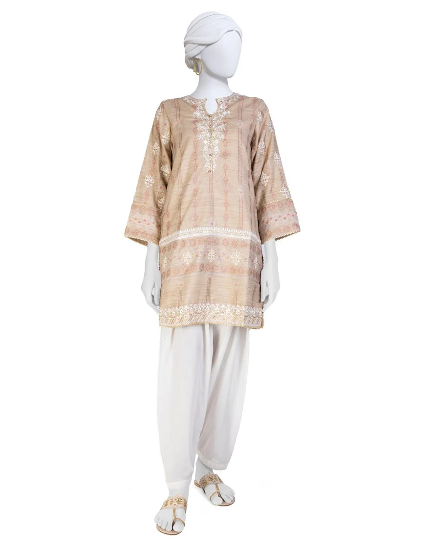 BEIGE JACQUARD KURTA