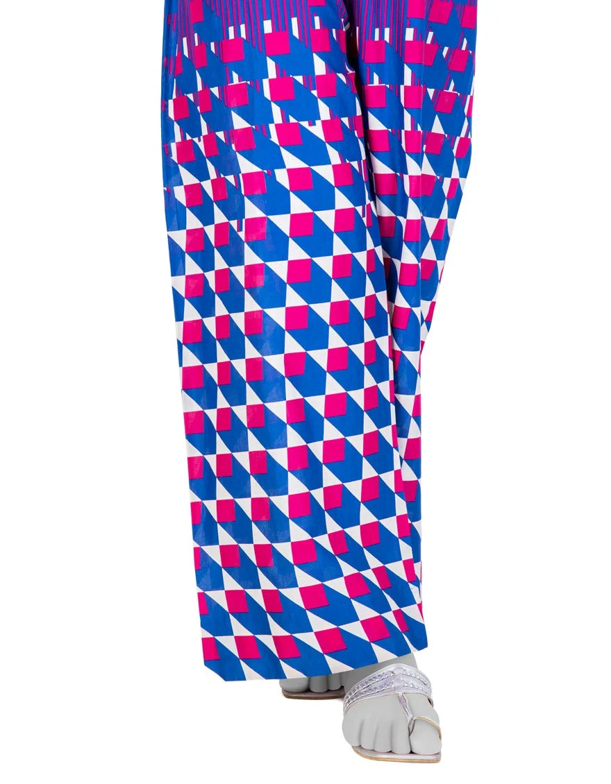 BLUE CAMBRIC PRINTED TROUSERS | JJLT-W-24-3065