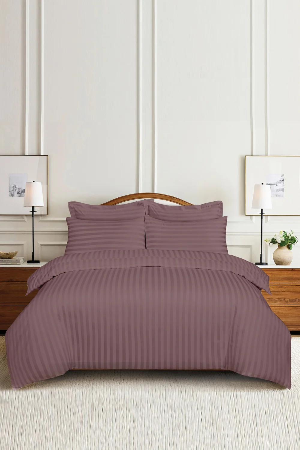 Lilas Luxury Stripe Quilt Cover Set