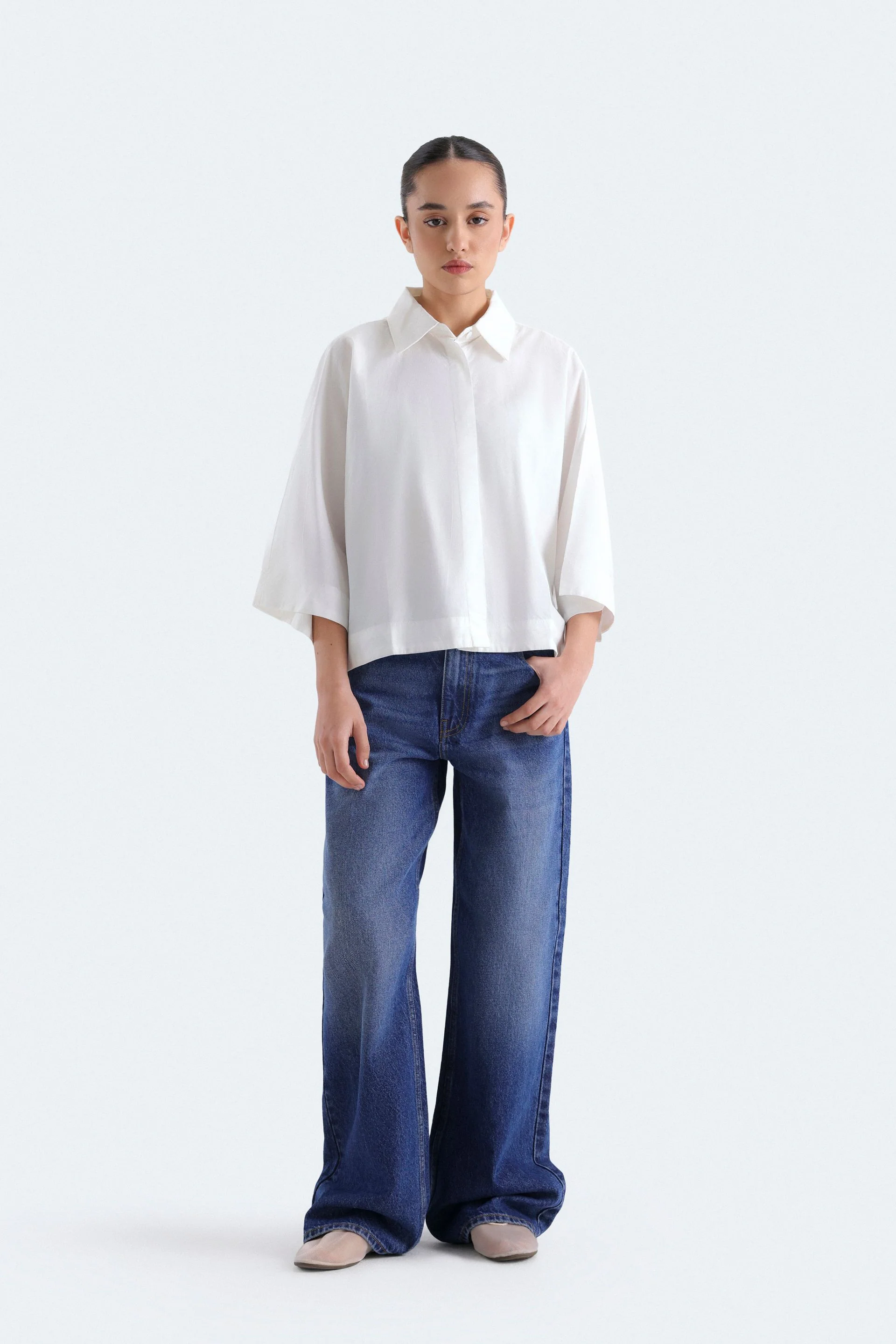 Cropped Button Up Shirt