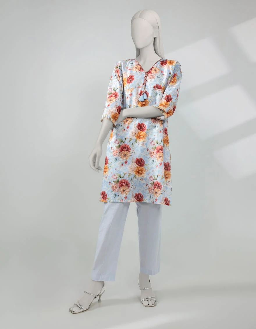 BLUE LAWN PRINTED UNSTITCHED 2PC