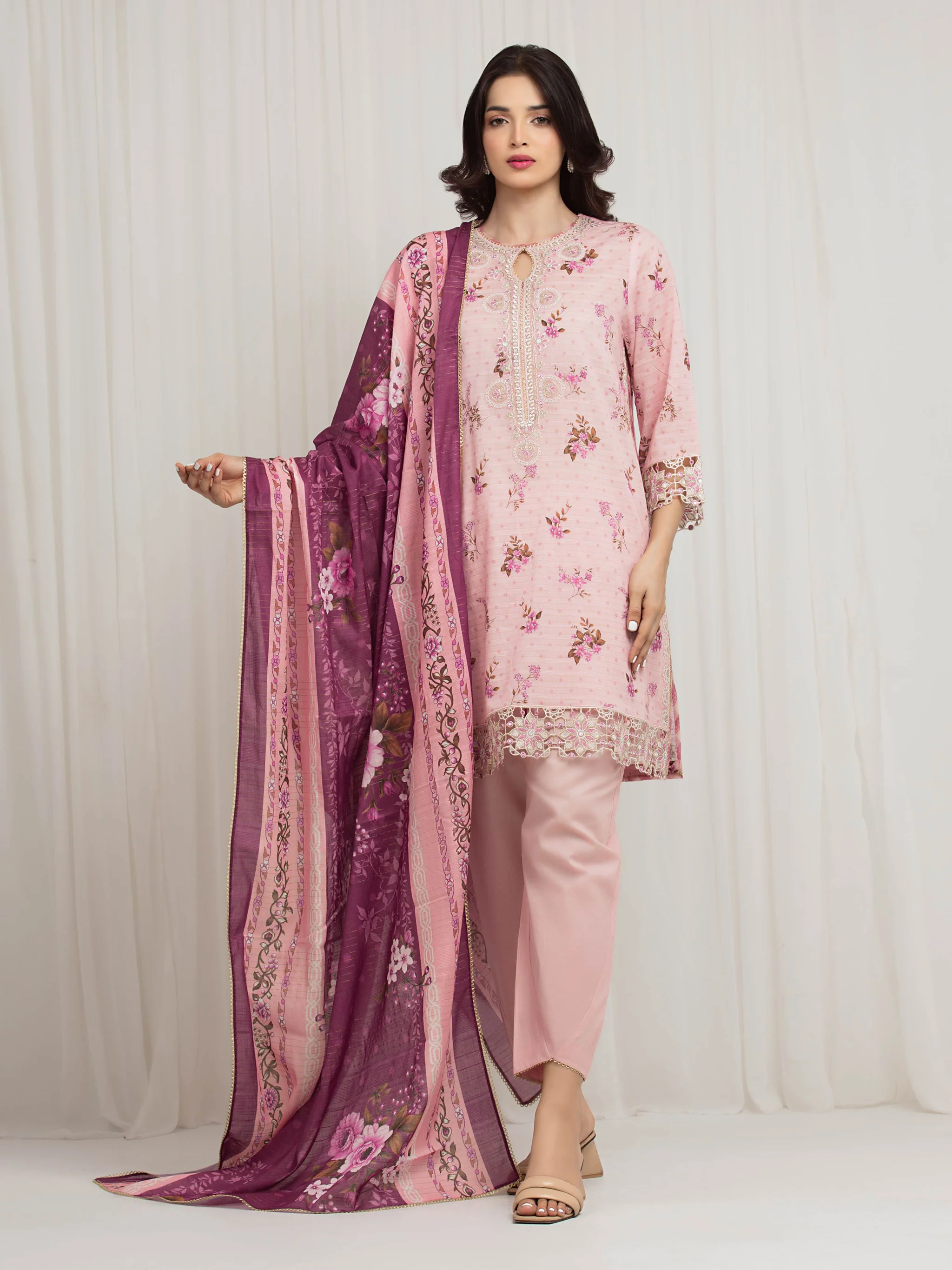 Embroidered Zari Lawn Suit