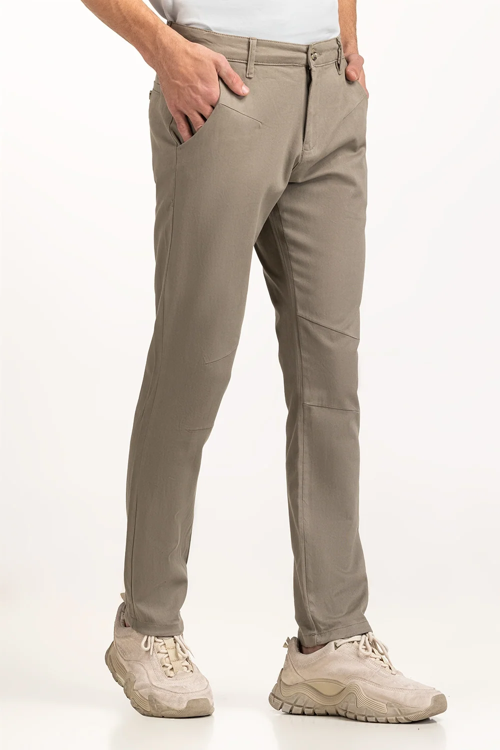 Plain Dyed Khaki Pants