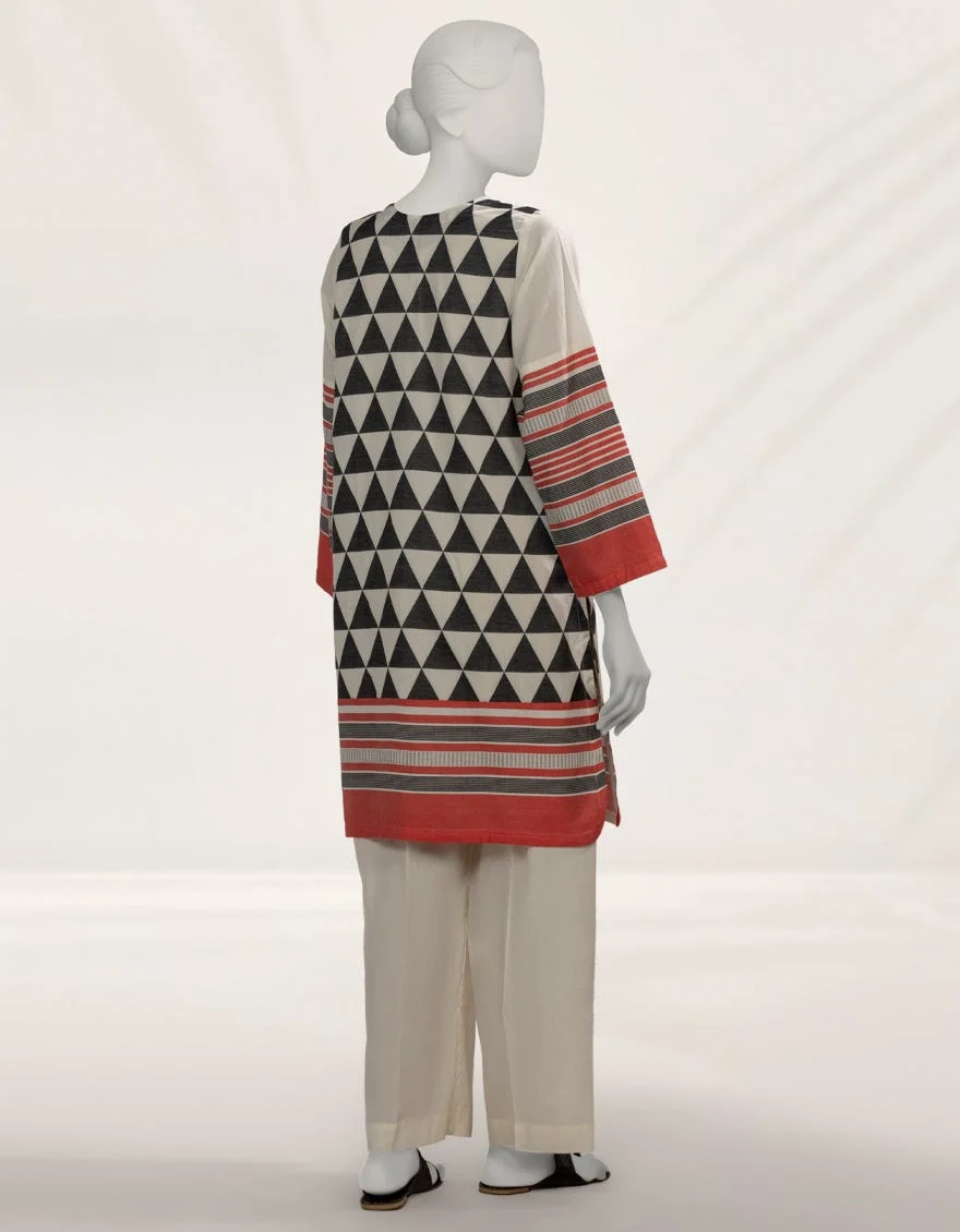 OFF WHITE JACQUARD DYED KURTA