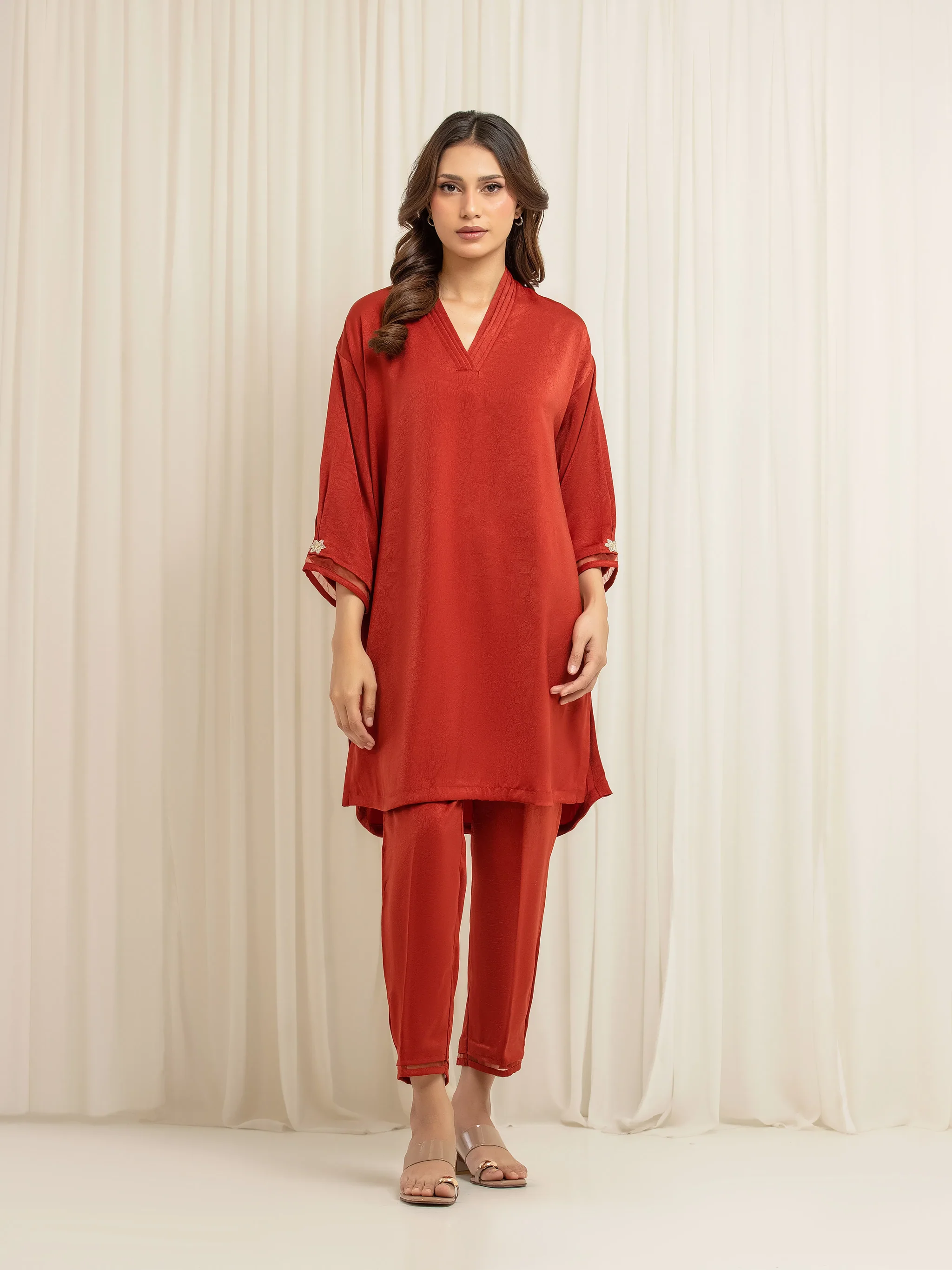 Embroidered Crepe Co-Ord Set