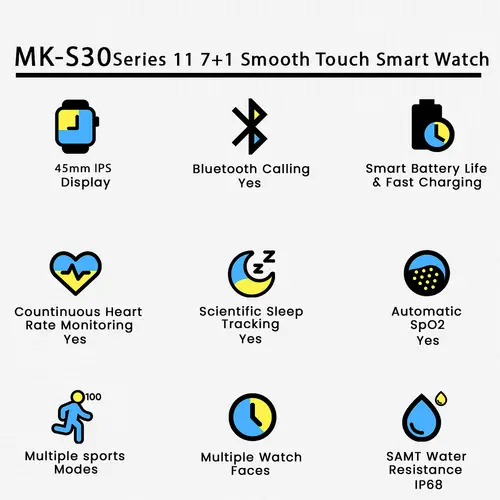 MK-S30 Series 11 7+1 Smooth Touch Smart Watch