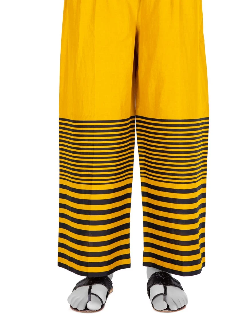 MUSTARD CAMBRIC PRINTED TROUSERS | JJLT-W-24-3063