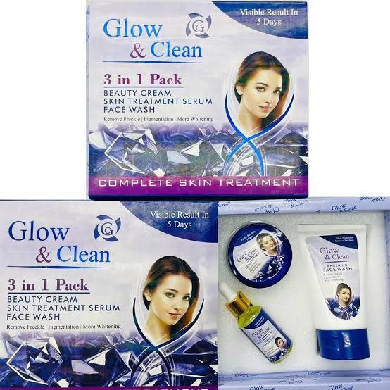 Glow Clean & Clear 3 in 1 Beauty Cream Set Serum And Face Wash