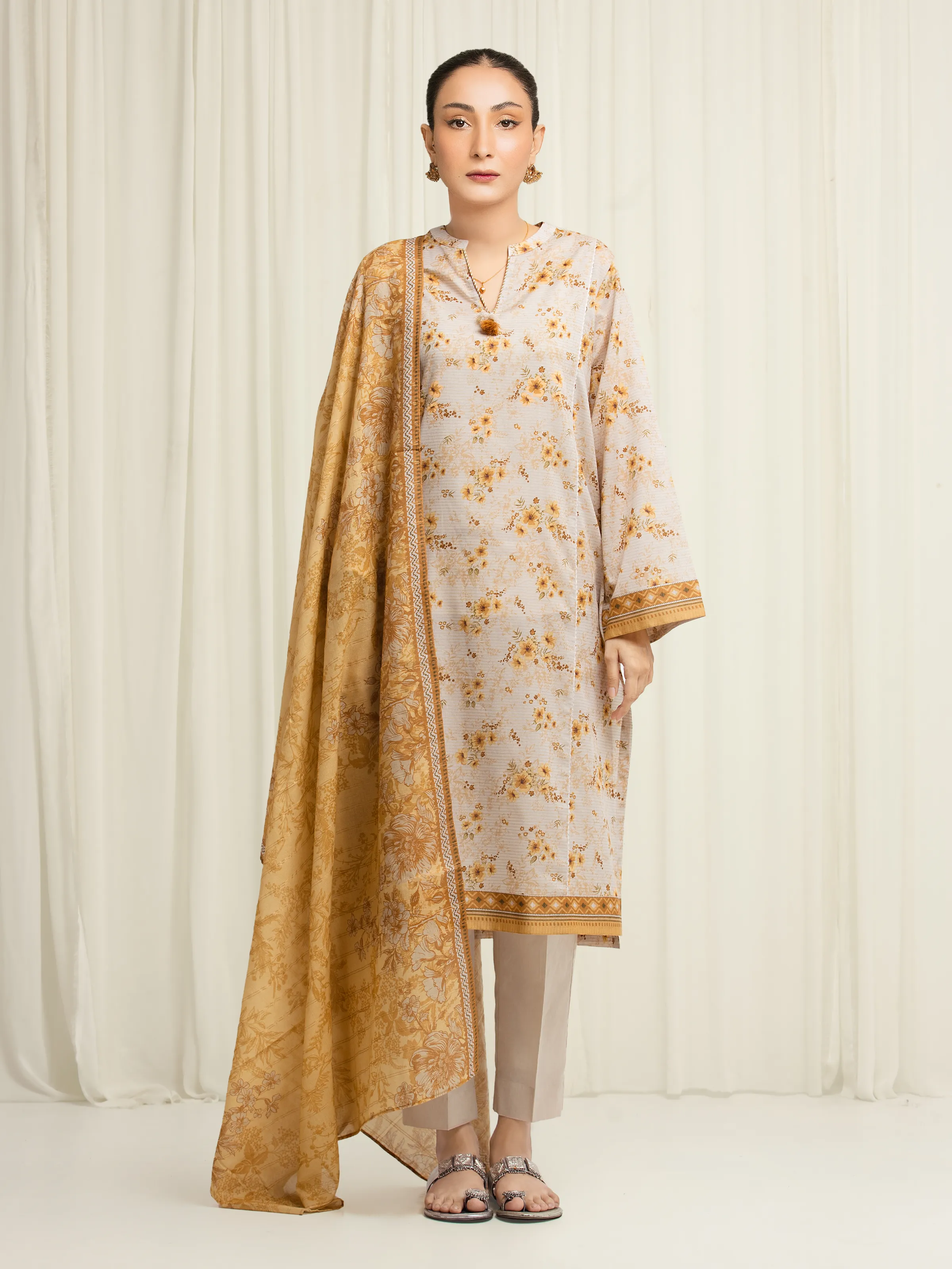 Printed Zari Lawn Suit - EWU6M6-046-3P