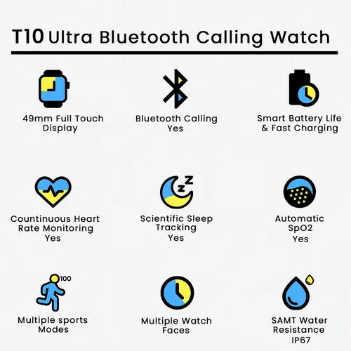 T10 Ultra Bluetooth Calling Watch
