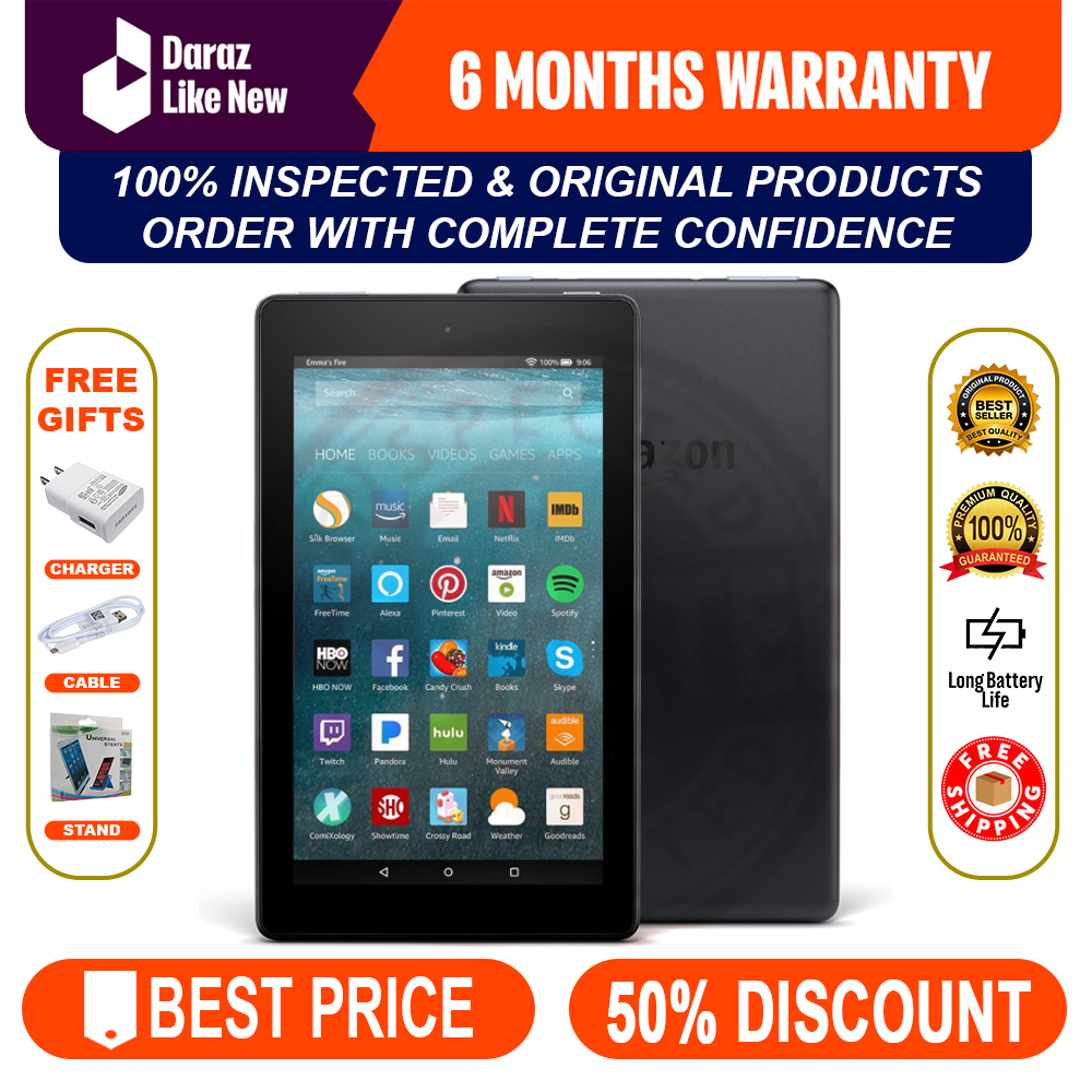 Tab - Amazon Fire 7' Inch Tablet | 100% INSPECTED | 1GB RAM | 7th Generation | 2980mAh Battery | Top Rated | Budget Friendly | BEST FOR KIDS | Just Like New Condition | With Box, Charger, Cable & FREE